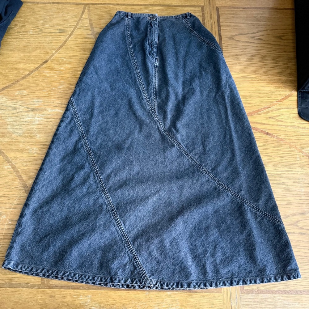 J. Jill Out of the Blue Denim‎ Maxi Skirt Womens 4P Petite Black Cotton A-Line